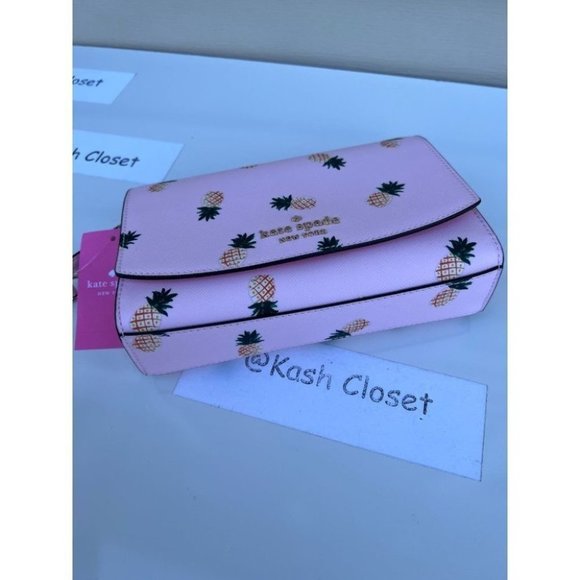 Kate Spade Staci Pineapple Printed Small Flap Crossbody  Pink Multi - Picture 6 of 9